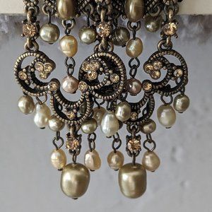 NWT Anne Klein Chandelier Earrings - Earthtone Hues & Crystals - Bohemian Vibe